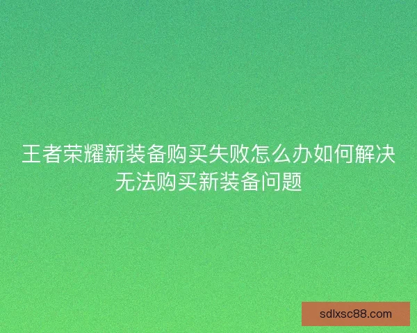 王者荣耀新装备购买失败怎么办如何解决无法购买新装备问题