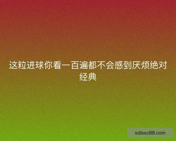 这粒进球你看一百遍都不会感到厌烦绝对经典