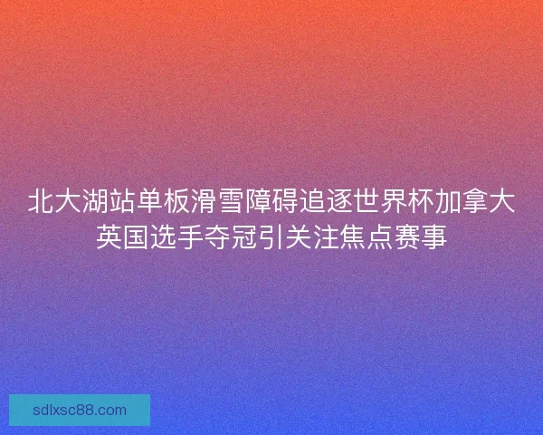 北大湖站单板滑雪障碍追逐世界杯加拿大英国选手夺冠引关注焦点赛事